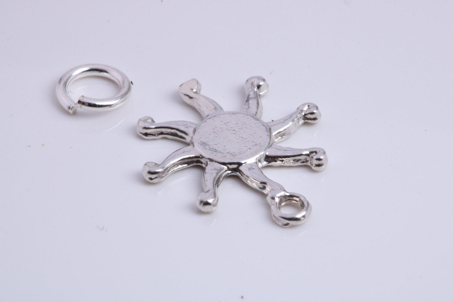 Sun Charm, Traditional Charm, Made from Solid 925 Grade Sterling Silver, Complete with Attachment Link