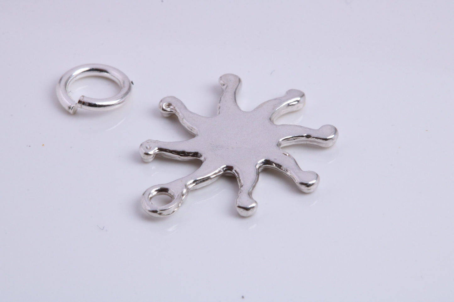 Sun Charm, Traditional Charm, Made from Solid 925 Grade Sterling Silver, Complete with Attachment Link