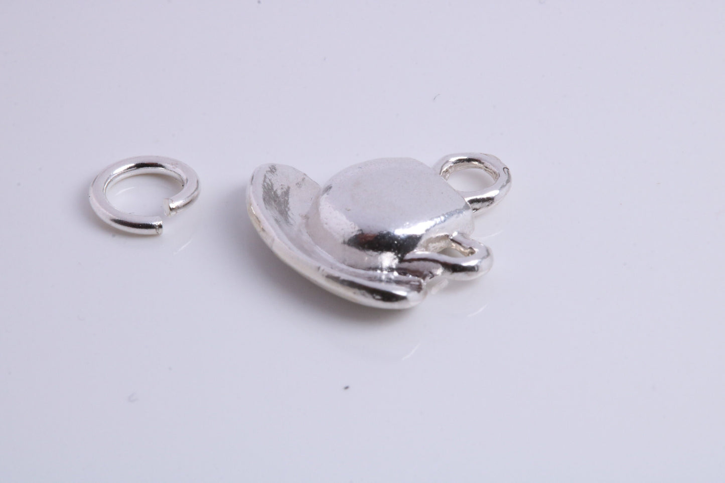 Tea Cup and Saucer Charm, Traditional Charm, Made from Solid 925 Grade Sterling Silver, Complete with Attachment Link