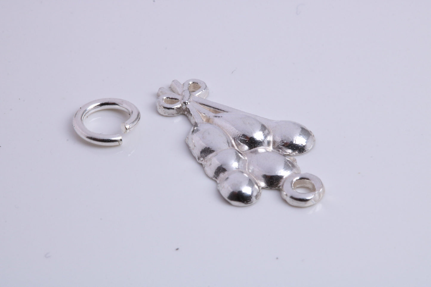 Party Balloons Charm, Traditional Charm, Made from Solid 925 Grade Sterling Silver, Complete with Attachment Link