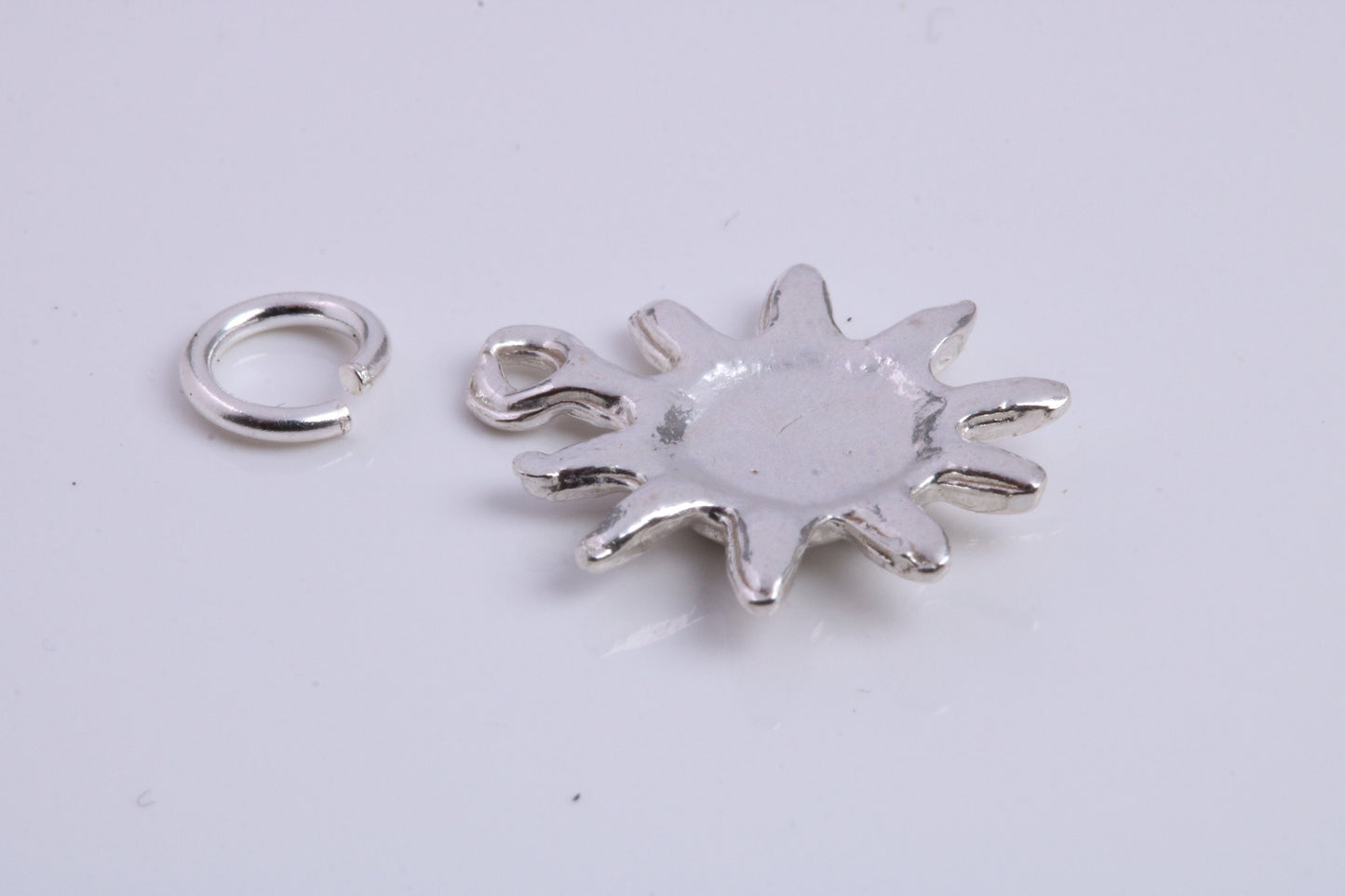 Sun Charm, Traditional Charm, Made from Solid 925 Grade Sterling Silver, Complete with Attachment Link