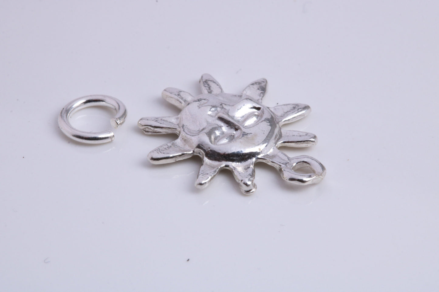 Sun Charm, Traditional Charm, Made from Solid 925 Grade Sterling Silver, Complete with Attachment Link