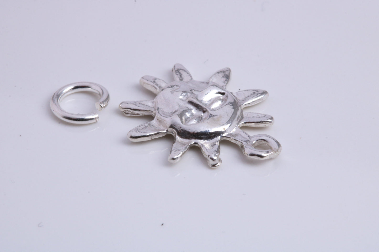Sun Charm, Traditional Charm, Made from Solid 925 Grade Sterling Silver, Complete with Attachment Link