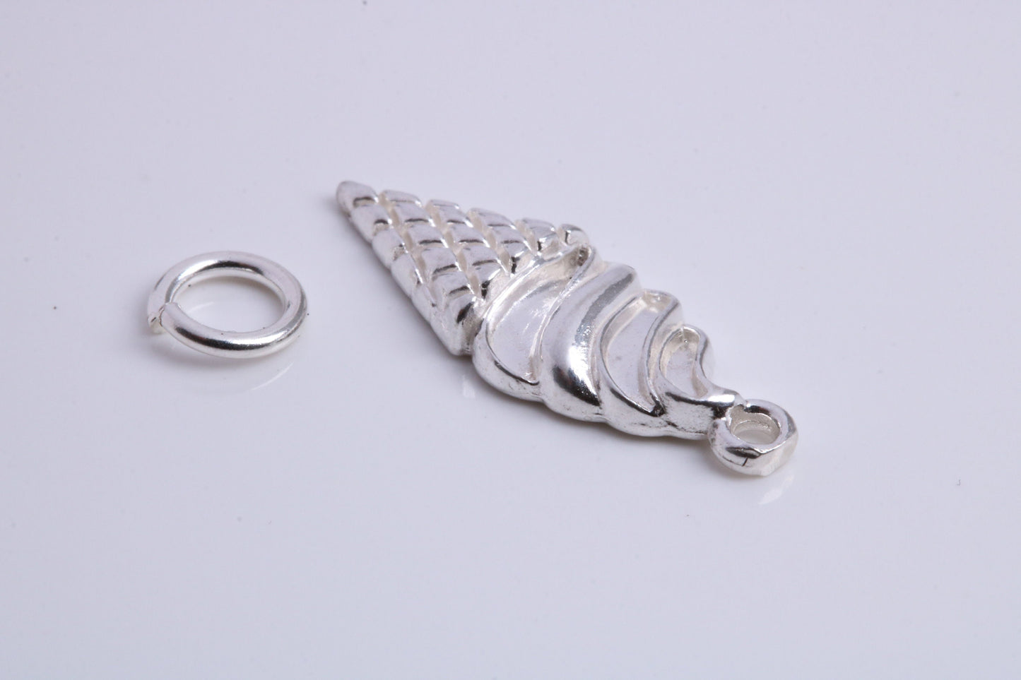 Ice Cream Cone Charm, Traditional Charm, Made from Solid 925 Grade Sterling Silver, Complete with Attachment Link