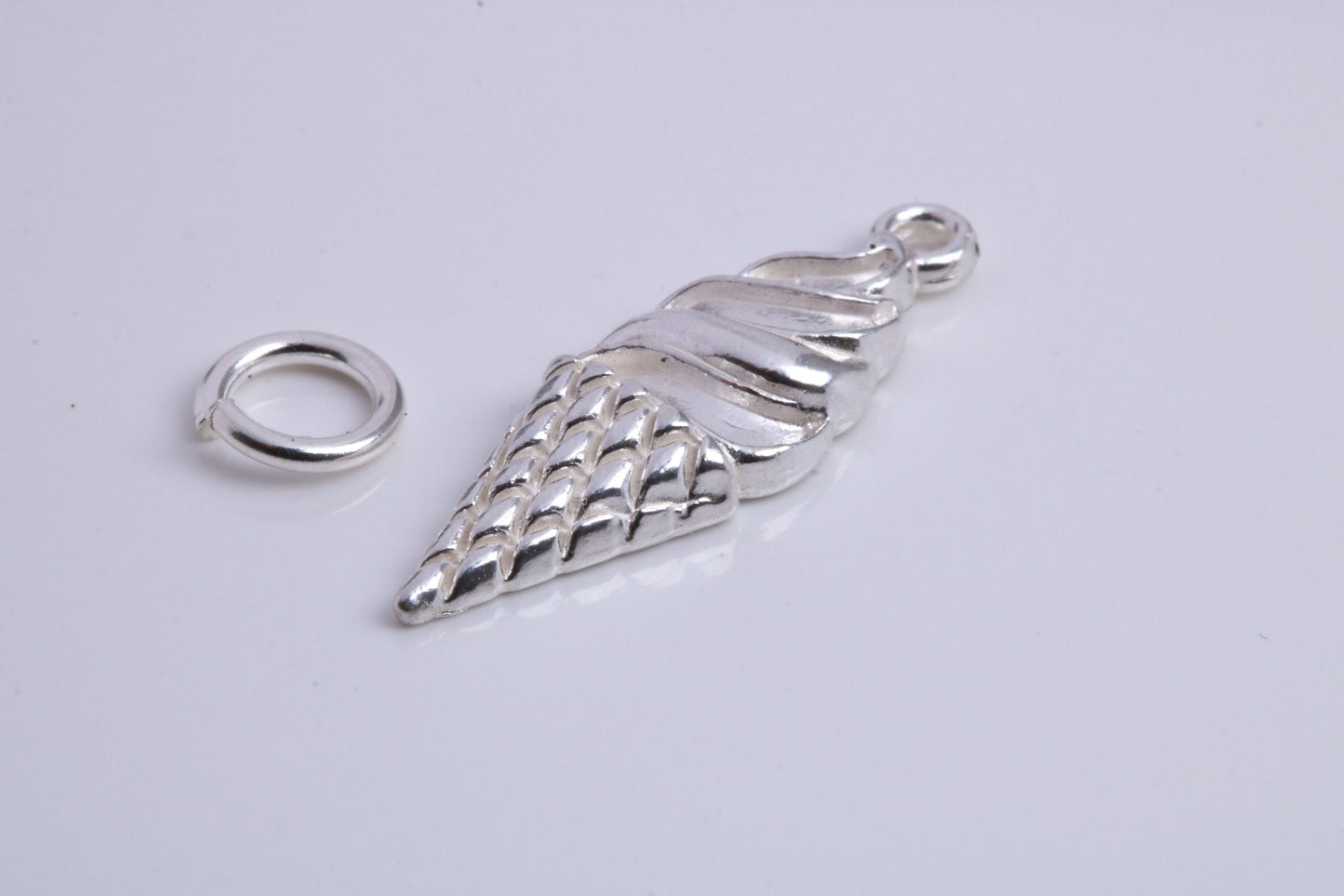 Ice Cream Cone Charm, Traditional Charm, Made from Solid 925 Grade Sterling Silver, Complete with Attachment Link