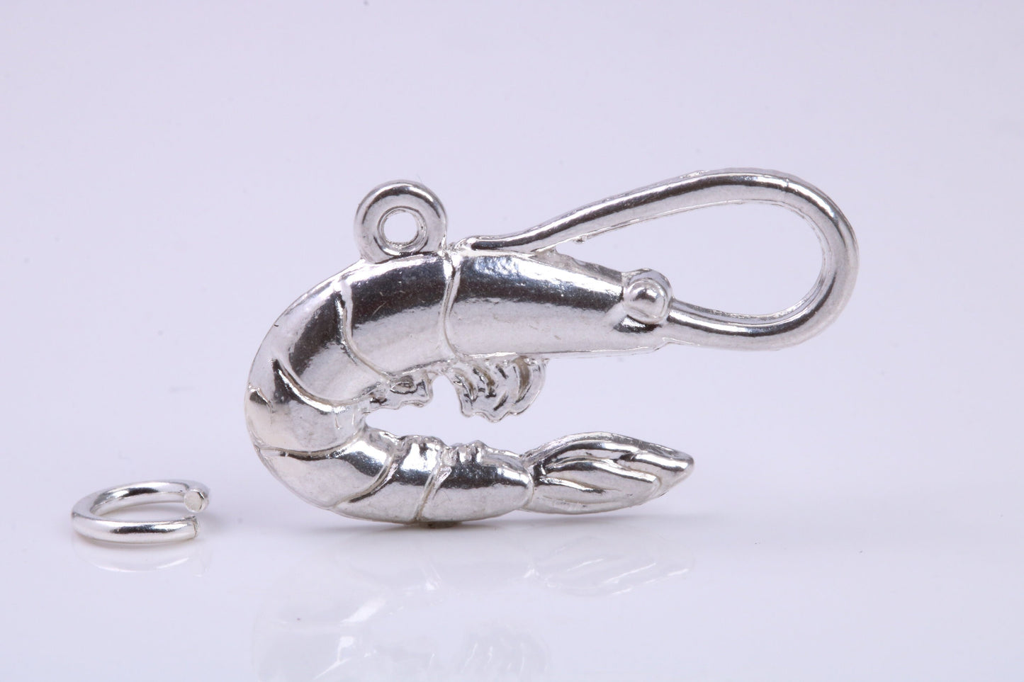 Shrimp Charm, Traditional Charm, Made from Solid 925 Grade Sterling Silver, Complete with Attachment Link