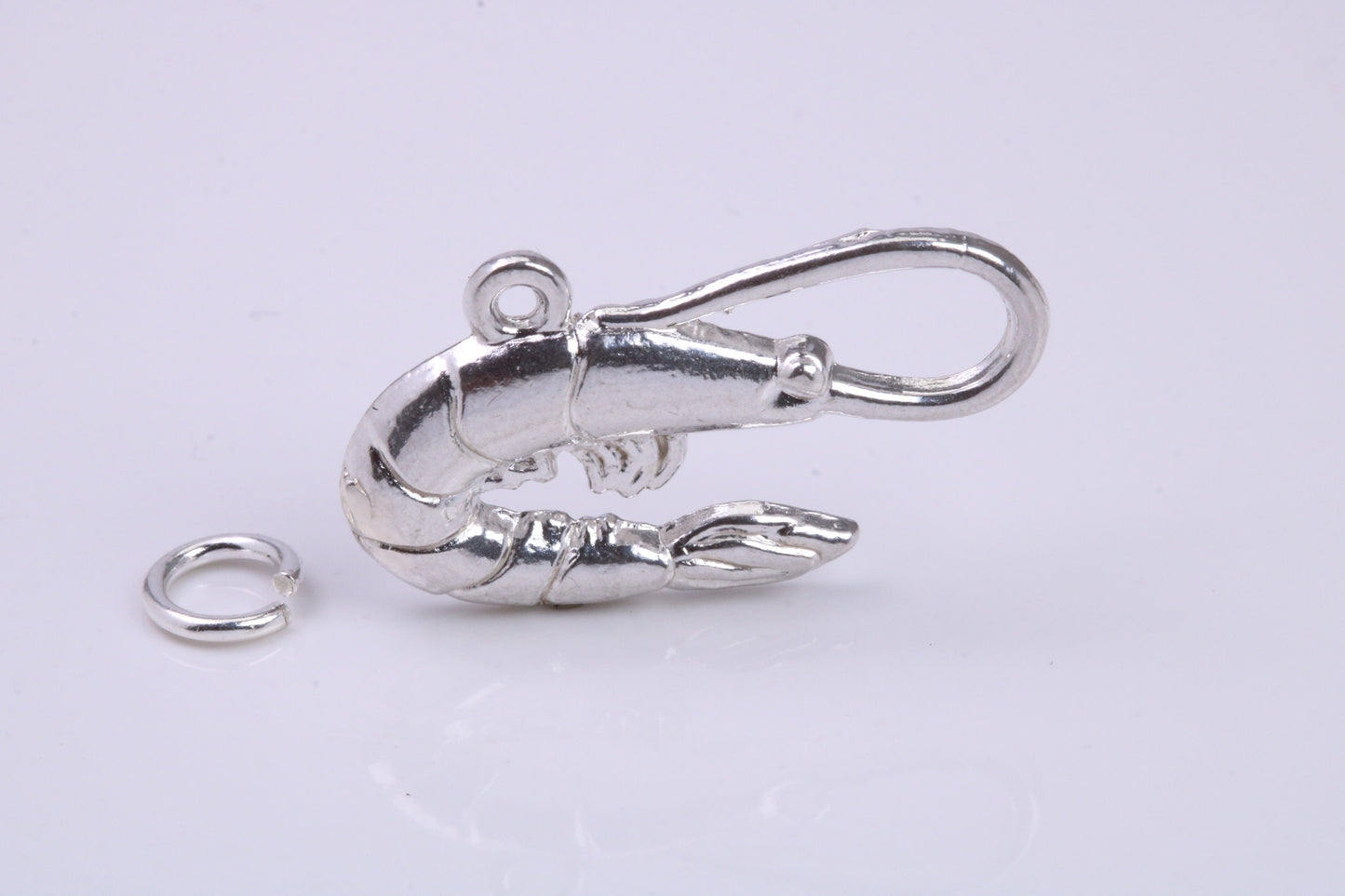 Shrimp Charm, Traditional Charm, Made from Solid 925 Grade Sterling Silver, Complete with Attachment Link