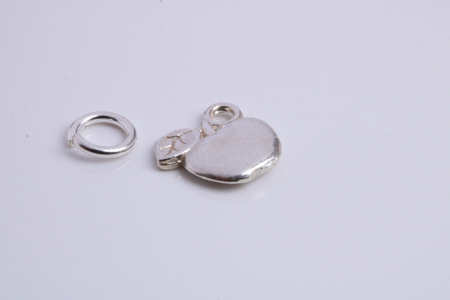 Apple Charm, Traditional Charm, Made from Solid 925 Grade Sterling Silver, Complete with Attachment Link