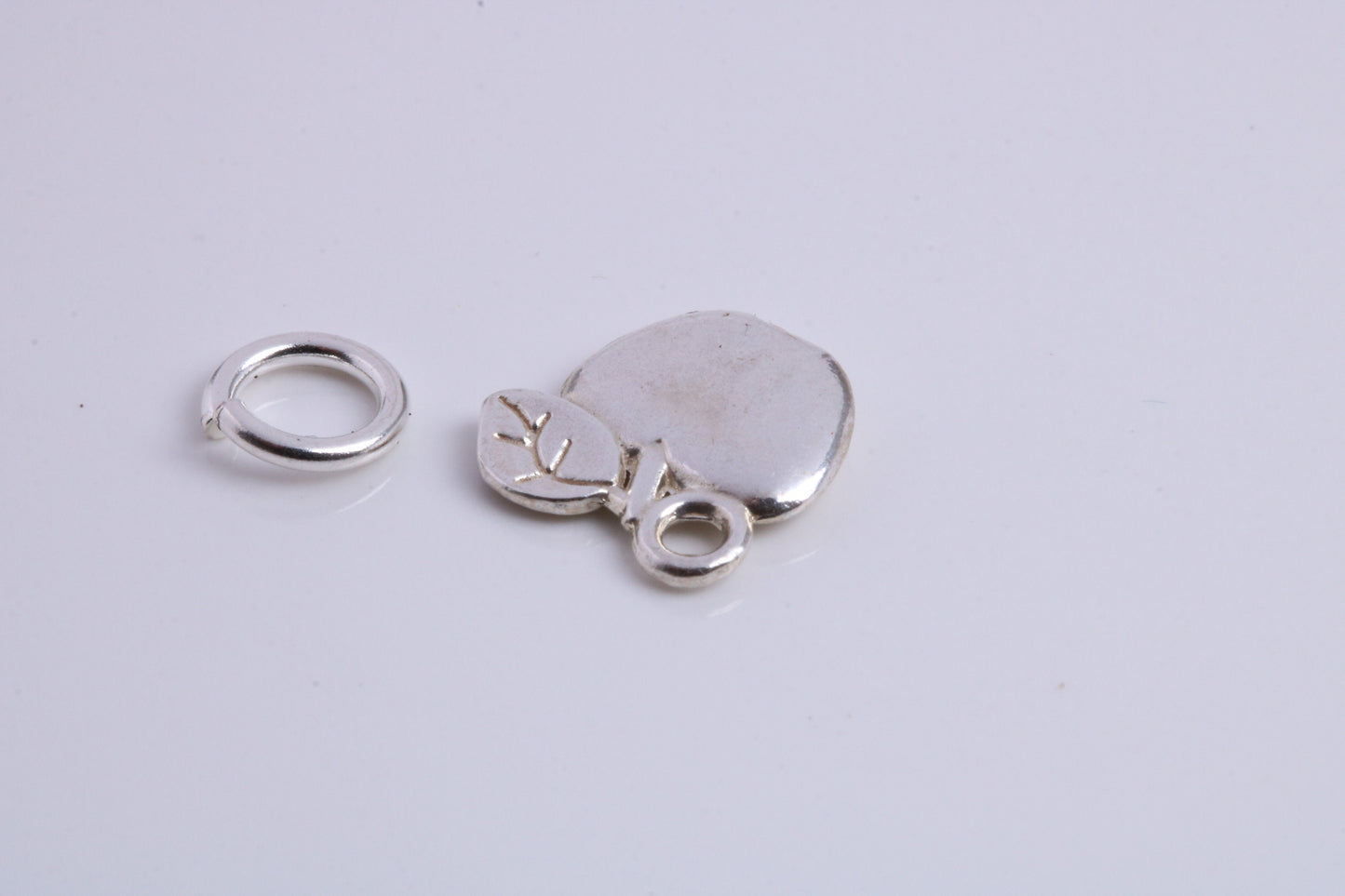 Apple Charm, Traditional Charm, Made from Solid 925 Grade Sterling Silver, Complete with Attachment Link