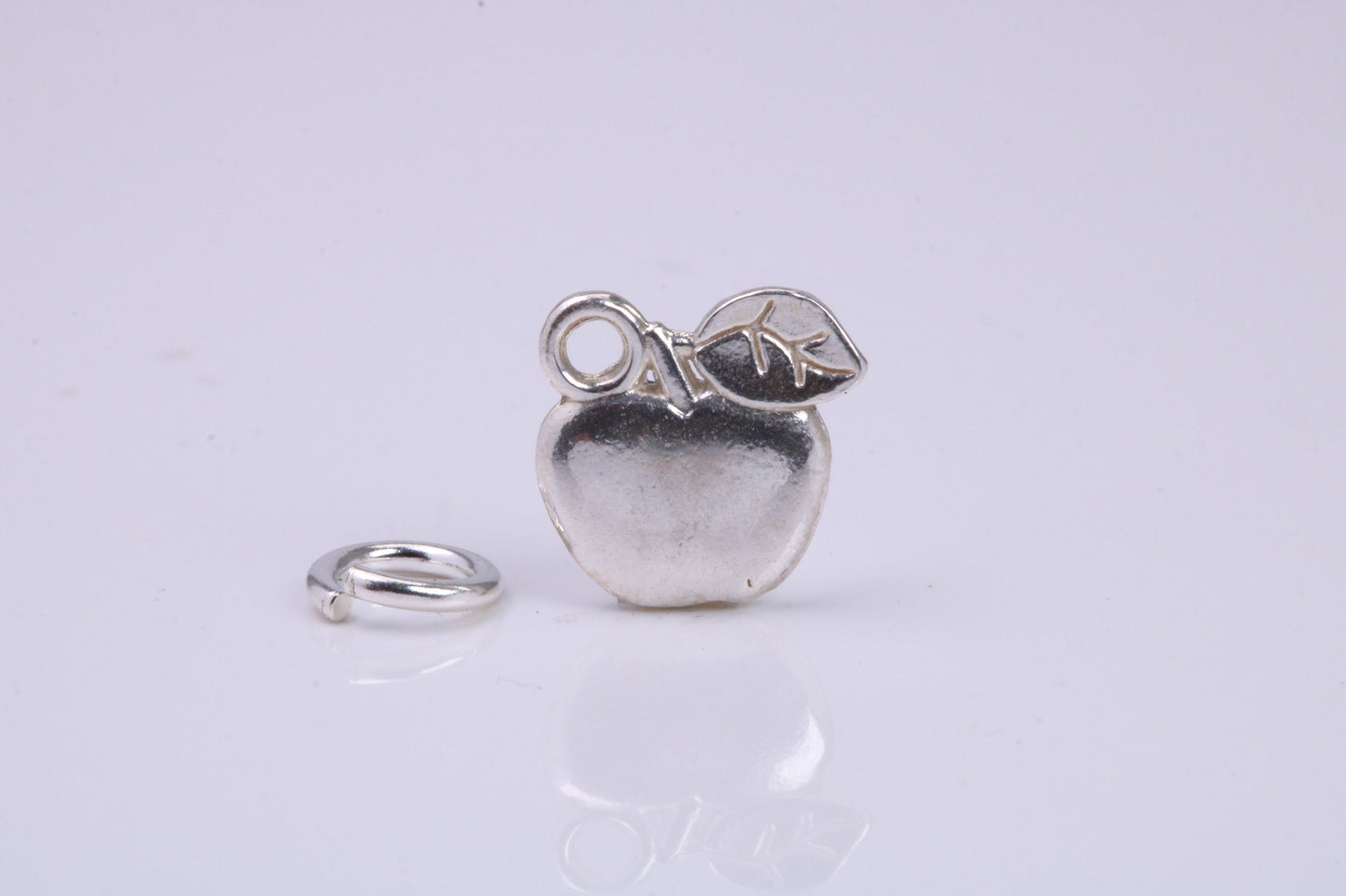 Apple Charm, Traditional Charm, Made from Solid 925 Grade Sterling Silver, Complete with Attachment Link