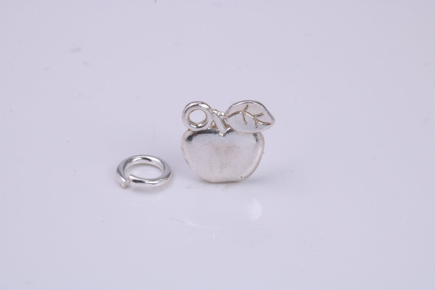 Apple Charm, Traditional Charm, Made from Solid 925 Grade Sterling Silver, Complete with Attachment Link