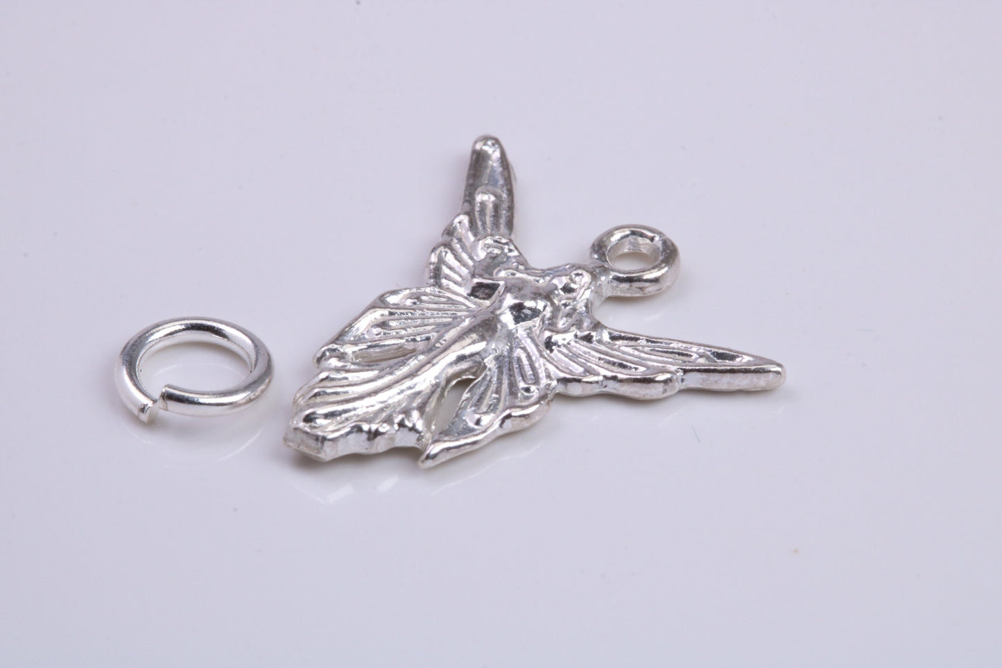 Angel / Fairy Charm, Traditional Charm, Made from Solid 925 Grade Sterling Silver, Complete with Attachment Link
