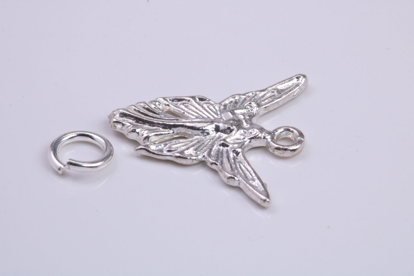 Angel / Fairy Charm, Traditional Charm, Made from Solid 925 Grade Sterling Silver, Complete with Attachment Link
