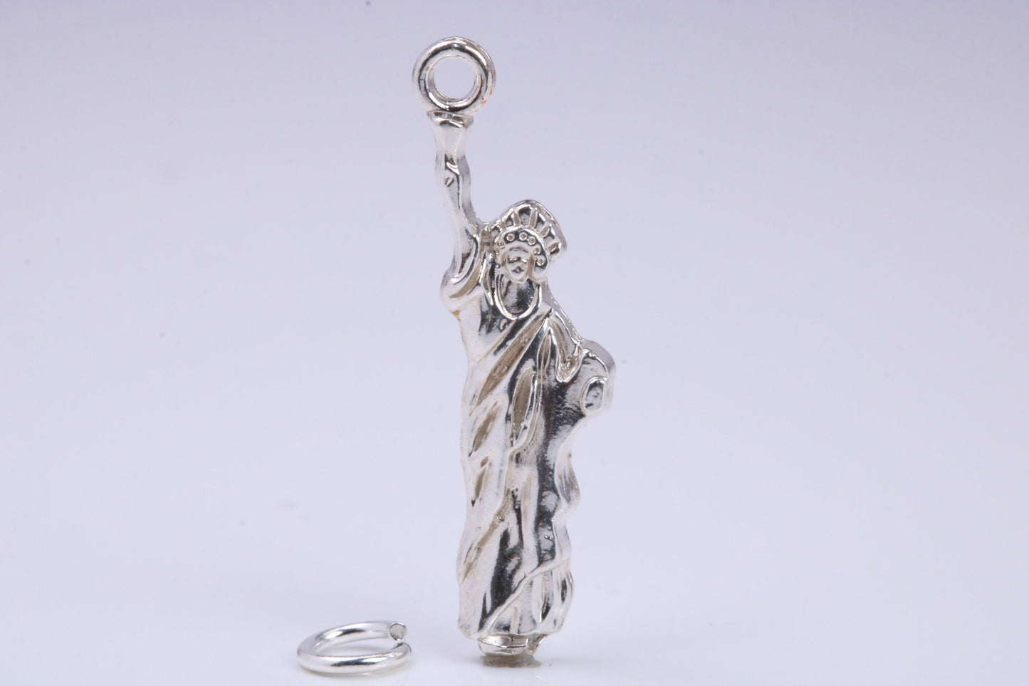 Statue of Liberty Charm, Traditional Charm, Made from Solid 925 Grade Sterling Silver, Complete with Attachment Link