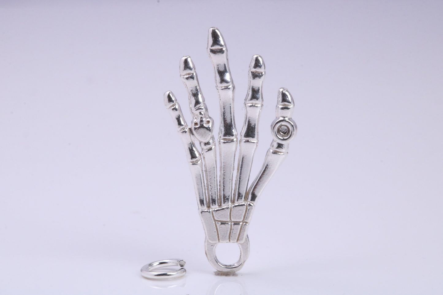Skeleton Hand Charm, Traditional Charm, Made from Solid 925 Grade Sterling Silver, Complete with Attachment Link