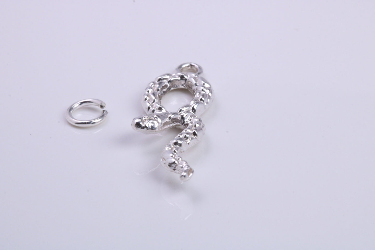 Snake Charm, Traditional Charm, Made from Solid 925 Grade Sterling Silver, Complete with Attachment Link