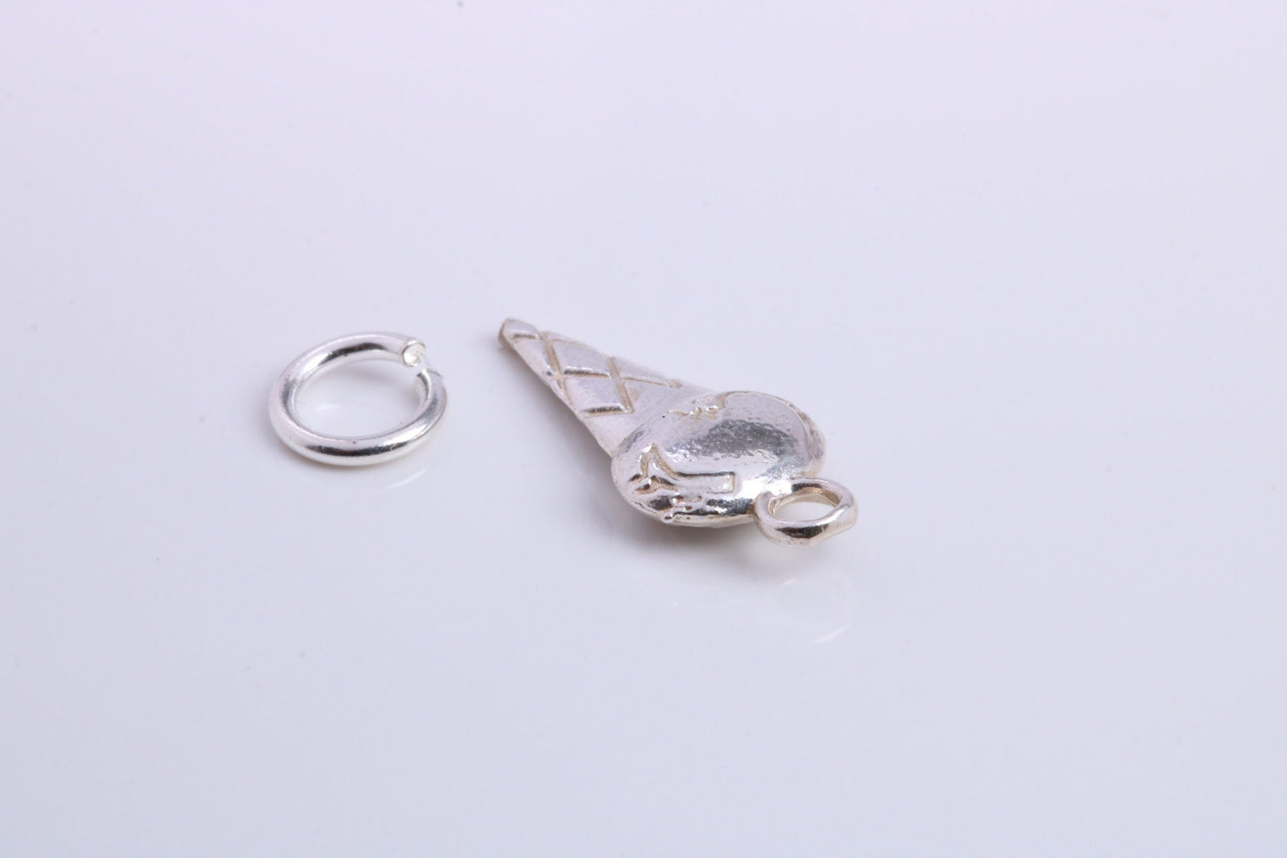 Ice Cream Cone Charm, Traditional Charm, Made from Solid 925 Grade Sterling Silver, Complete with Attachment Link