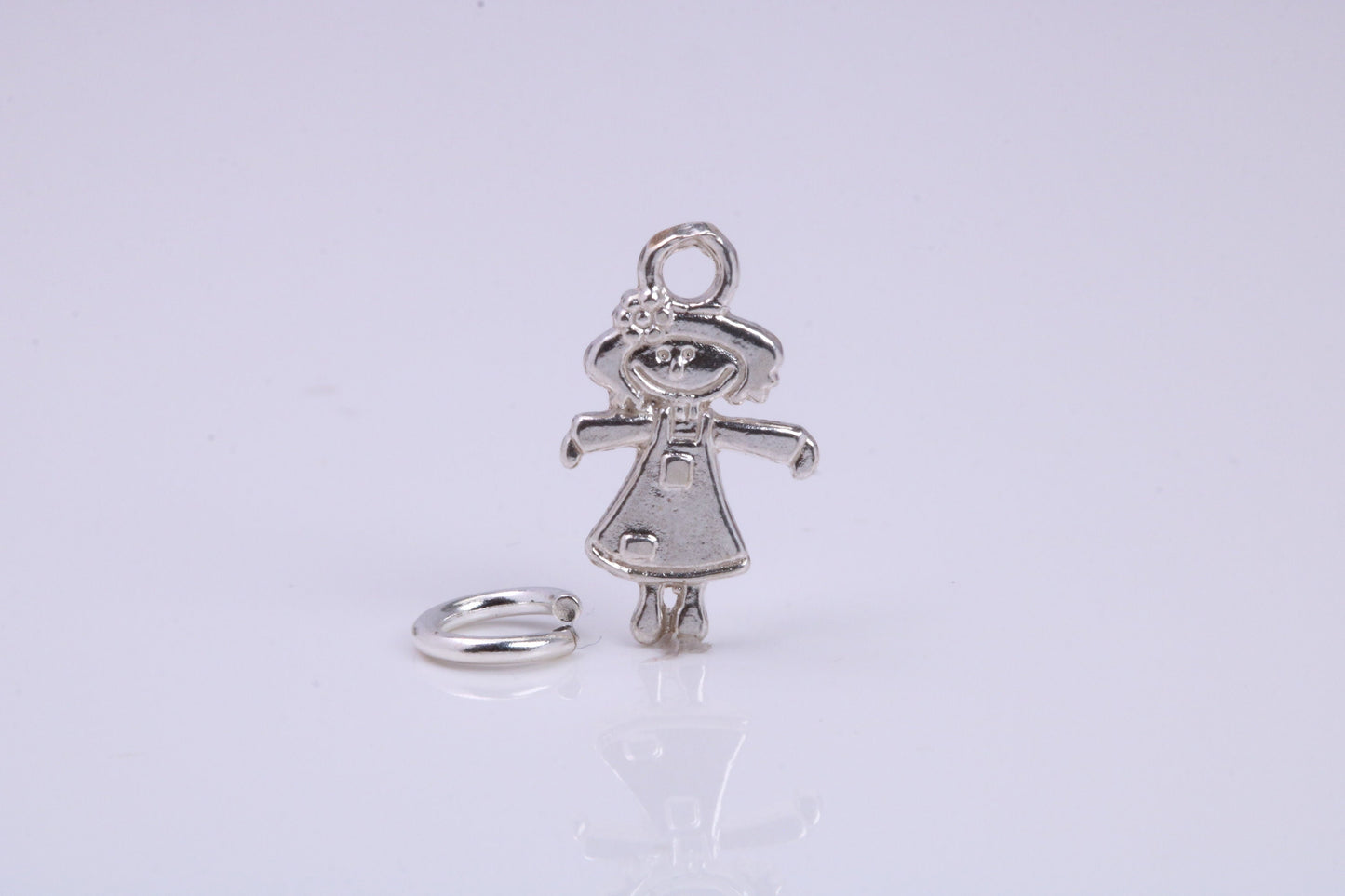 Toy Doll Charm, Traditional Charm, Made from Solid 925 Grade Sterling Silver, Complete with Attachment Link