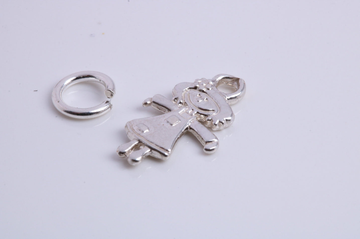 Toy Doll Charm, Traditional Charm, Made from Solid 925 Grade Sterling Silver, Complete with Attachment Link