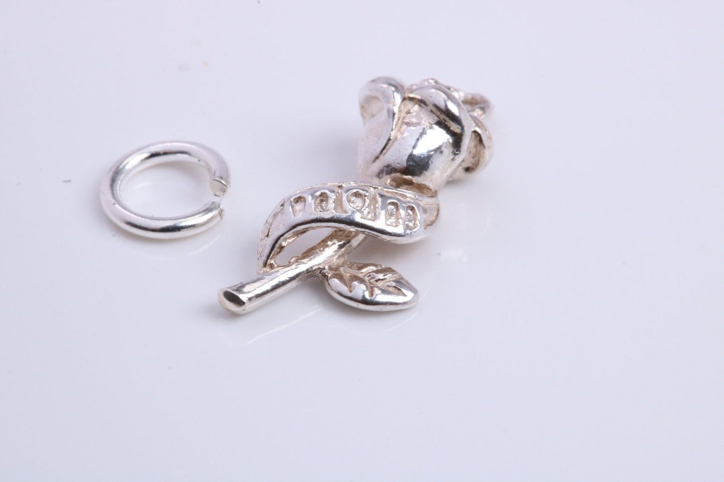 Mothers Day Rose Flower Charm, Traditional Charm, Made from Solid 925 Grade Sterling Silver, Complete with Attachment Link