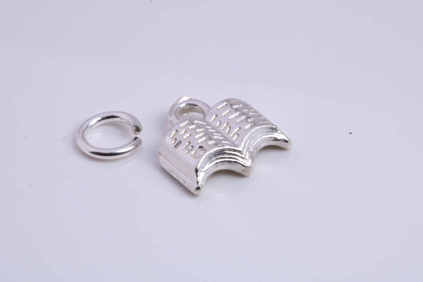 Book Charm, Traditional Charm, Made from Solid 925 Grade Sterling Silver, Complete with Attachment Link