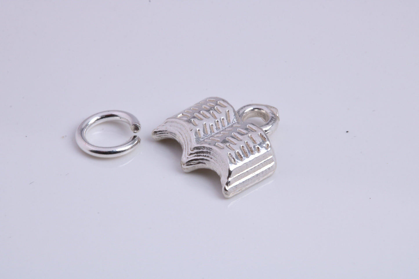 Book Charm, Traditional Charm, Made from Solid 925 Grade Sterling Silver, Complete with Attachment Link