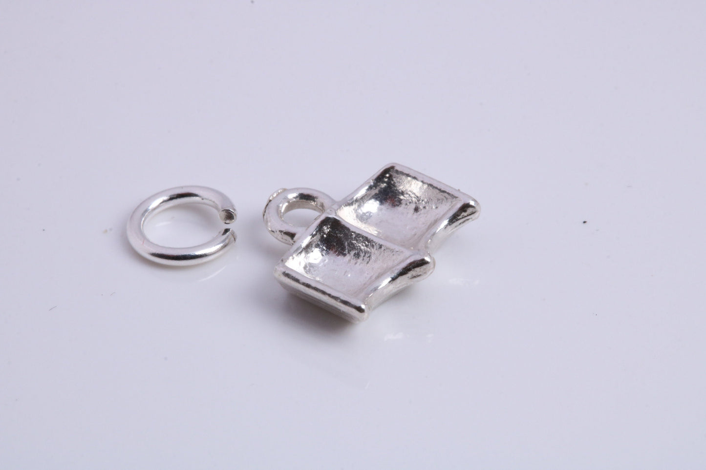 Book Charm, Traditional Charm, Made from Solid 925 Grade Sterling Silver, Complete with Attachment Link