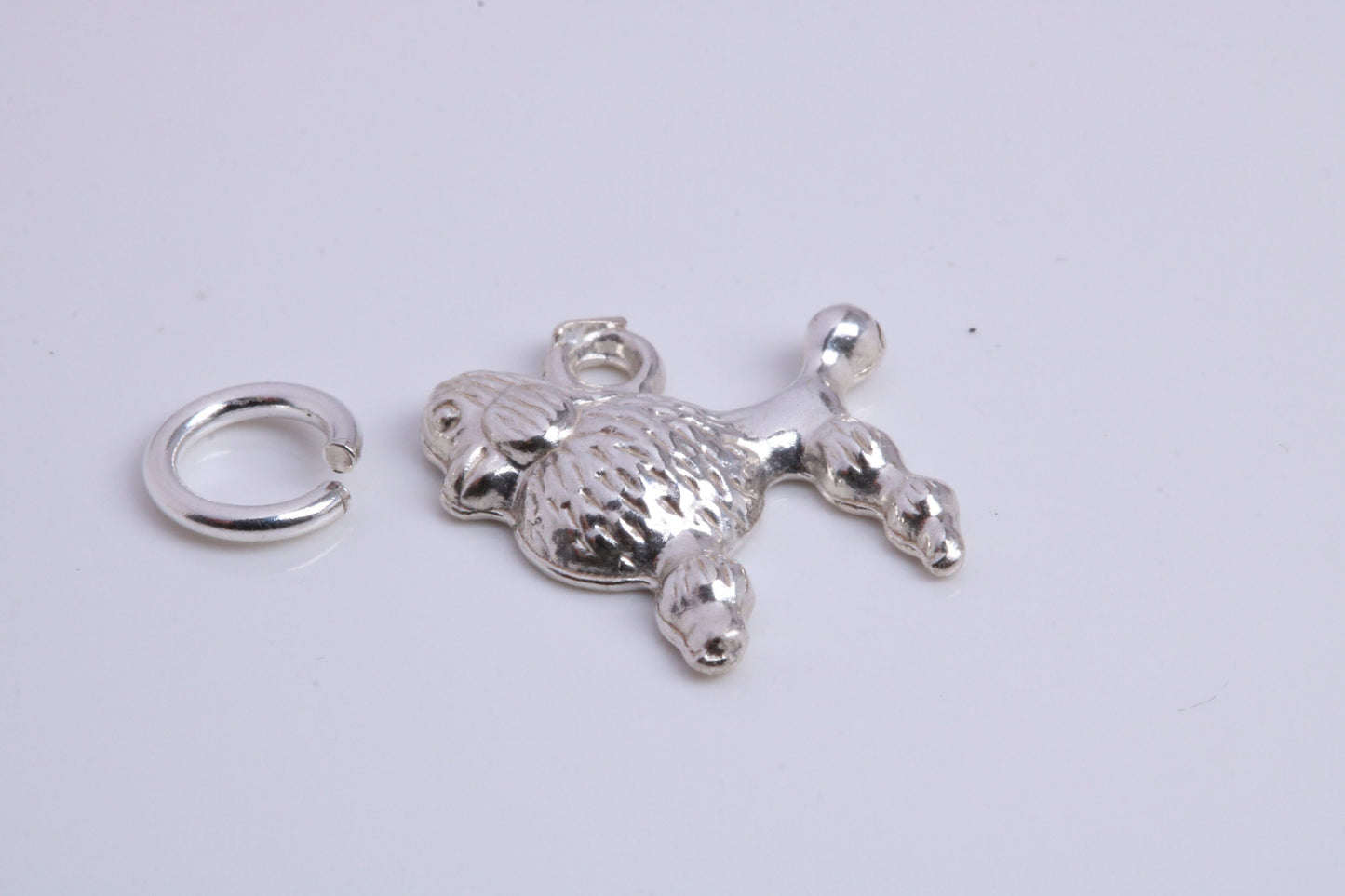 Poodle Dog Charm, Traditional Charm, Made from Solid 925 Grade Sterling Silver, Complete with Attachment Link