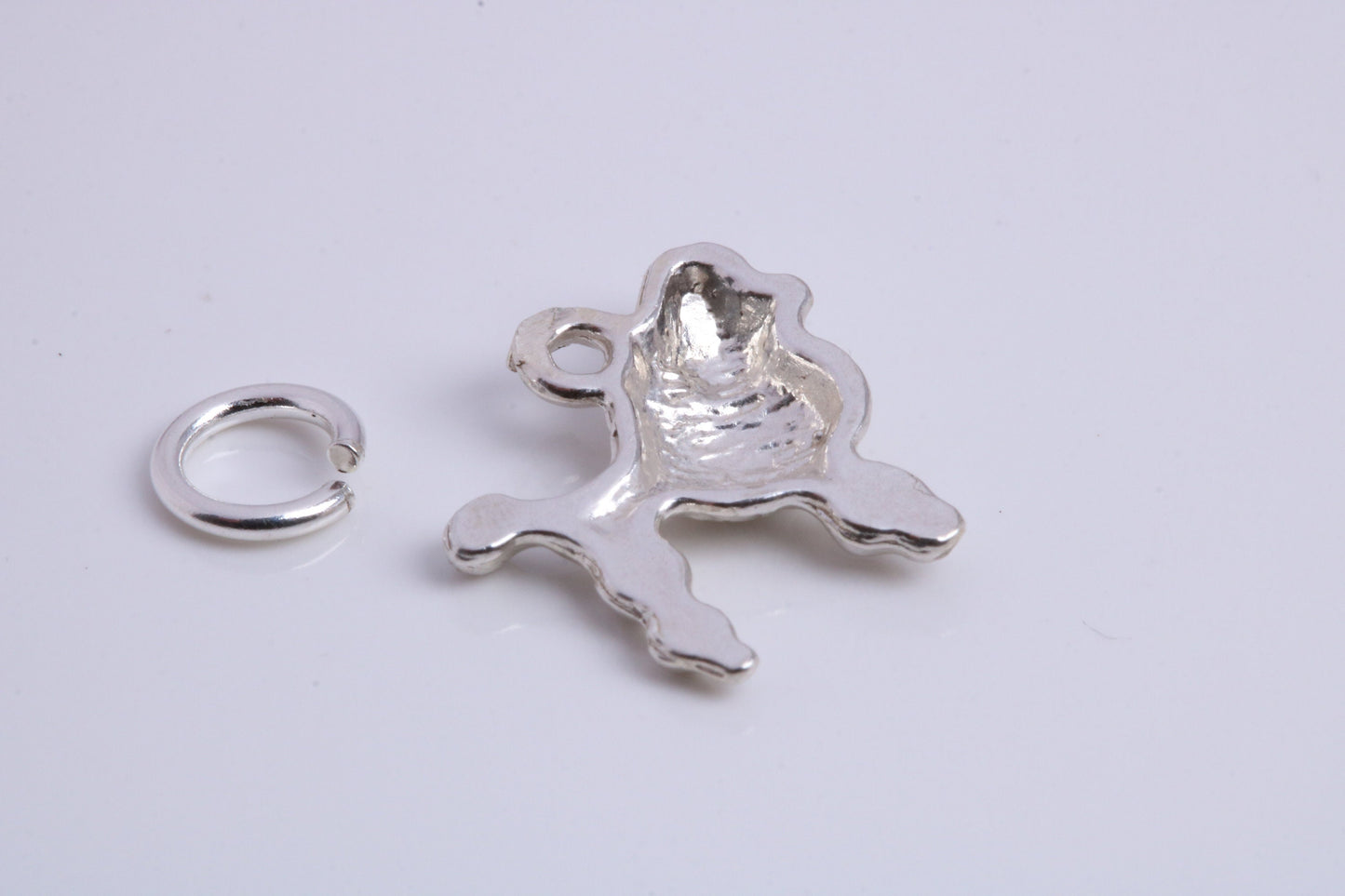Poodle Dog Charm, Traditional Charm, Made from Solid 925 Grade Sterling Silver, Complete with Attachment Link