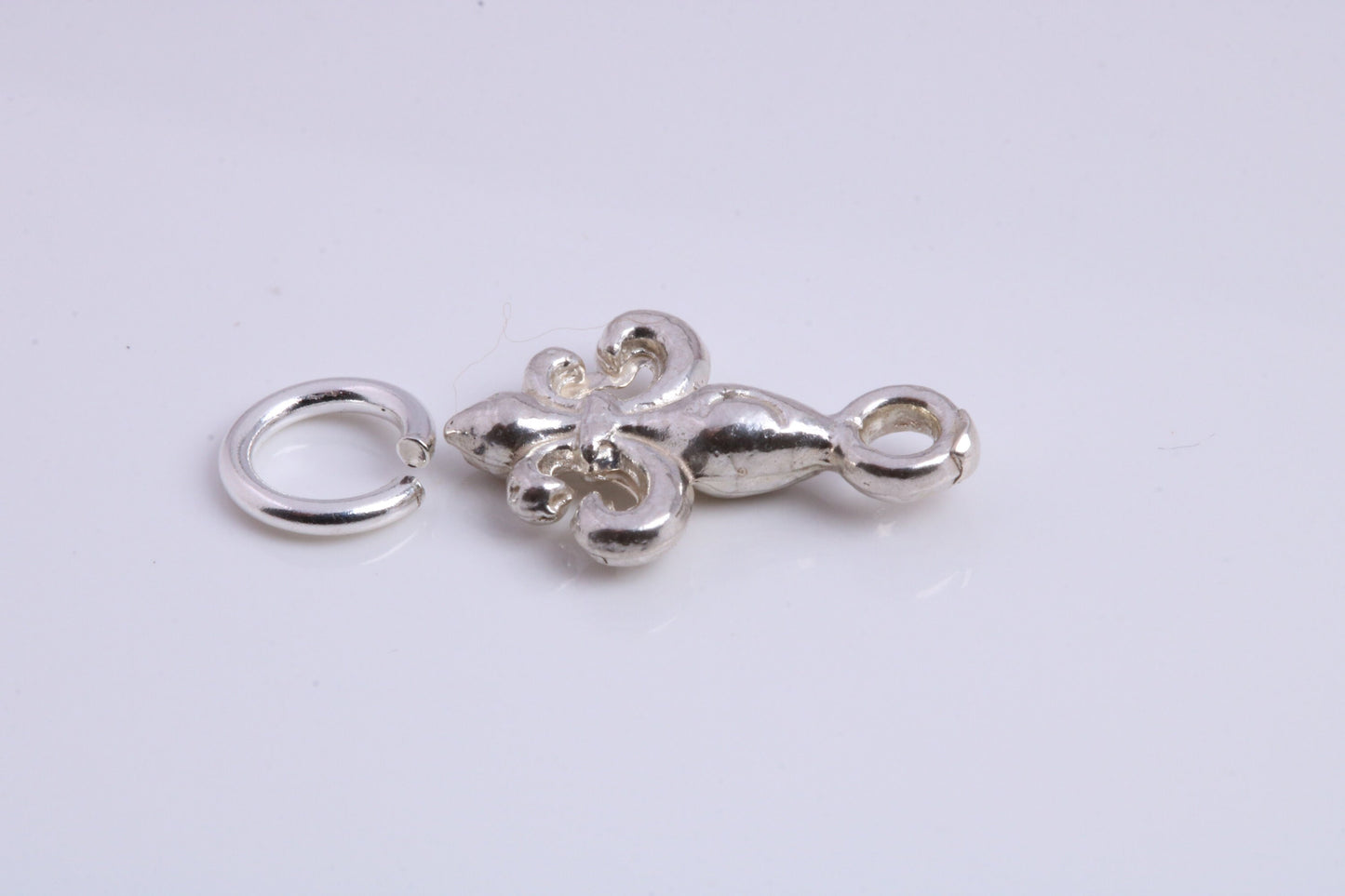 Fleur De Lis Charm, Traditional Charm, Made from Solid 925 Grade Sterling Silver, Complete with Attachment Link