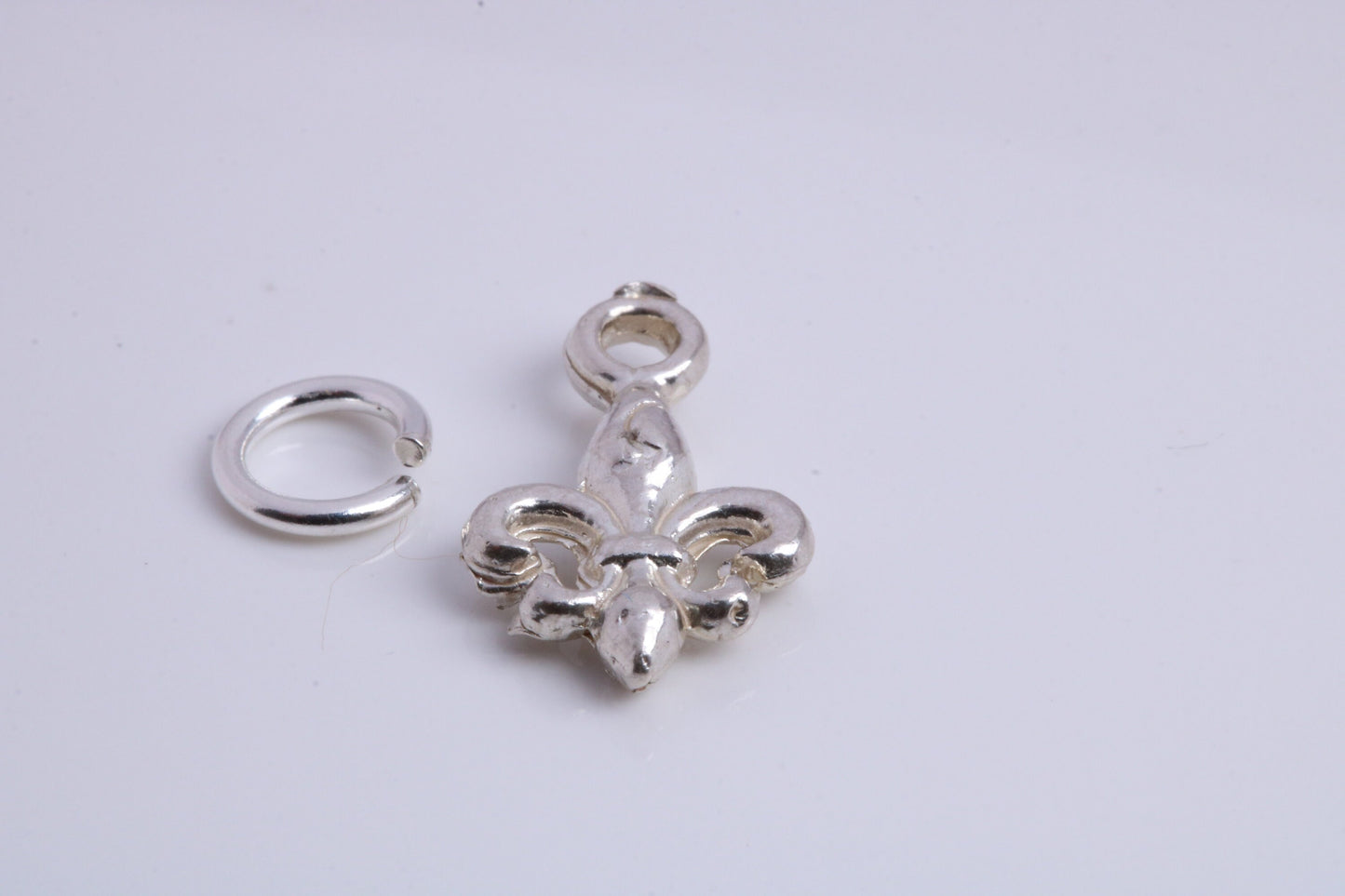 Fleur De Lis Charm, Traditional Charm, Made from Solid 925 Grade Sterling Silver, Complete with Attachment Link
