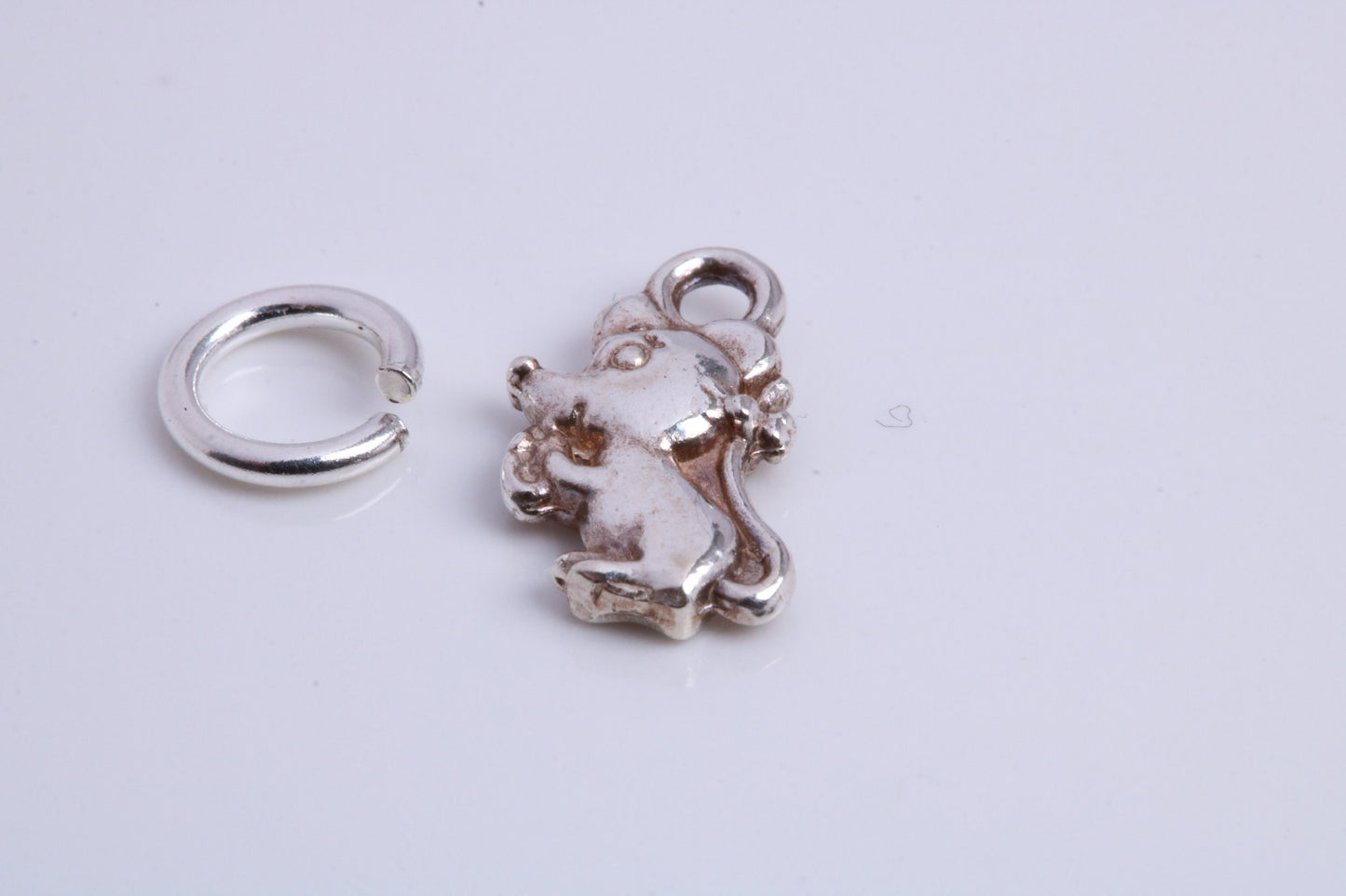 Mouse Charm, Traditional Charm, Made from Solid 925 Grade Sterling Silver, Complete with Attachment Link