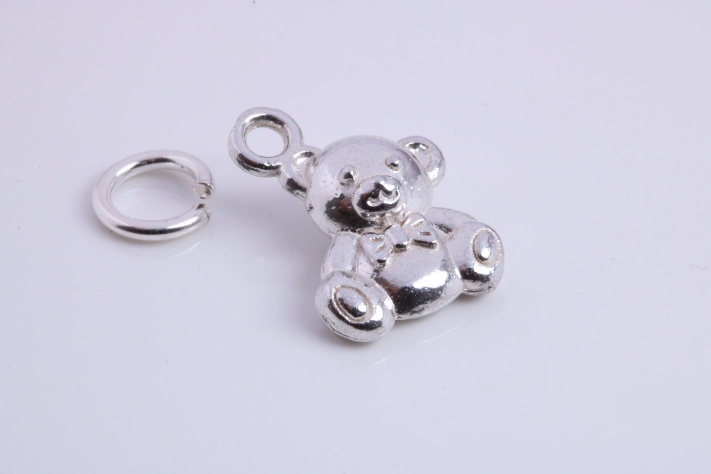 Teddy Bear Charm, Traditional Charm, Made from Solid 925 Grade Sterling Silver, Complete with Attachment Link