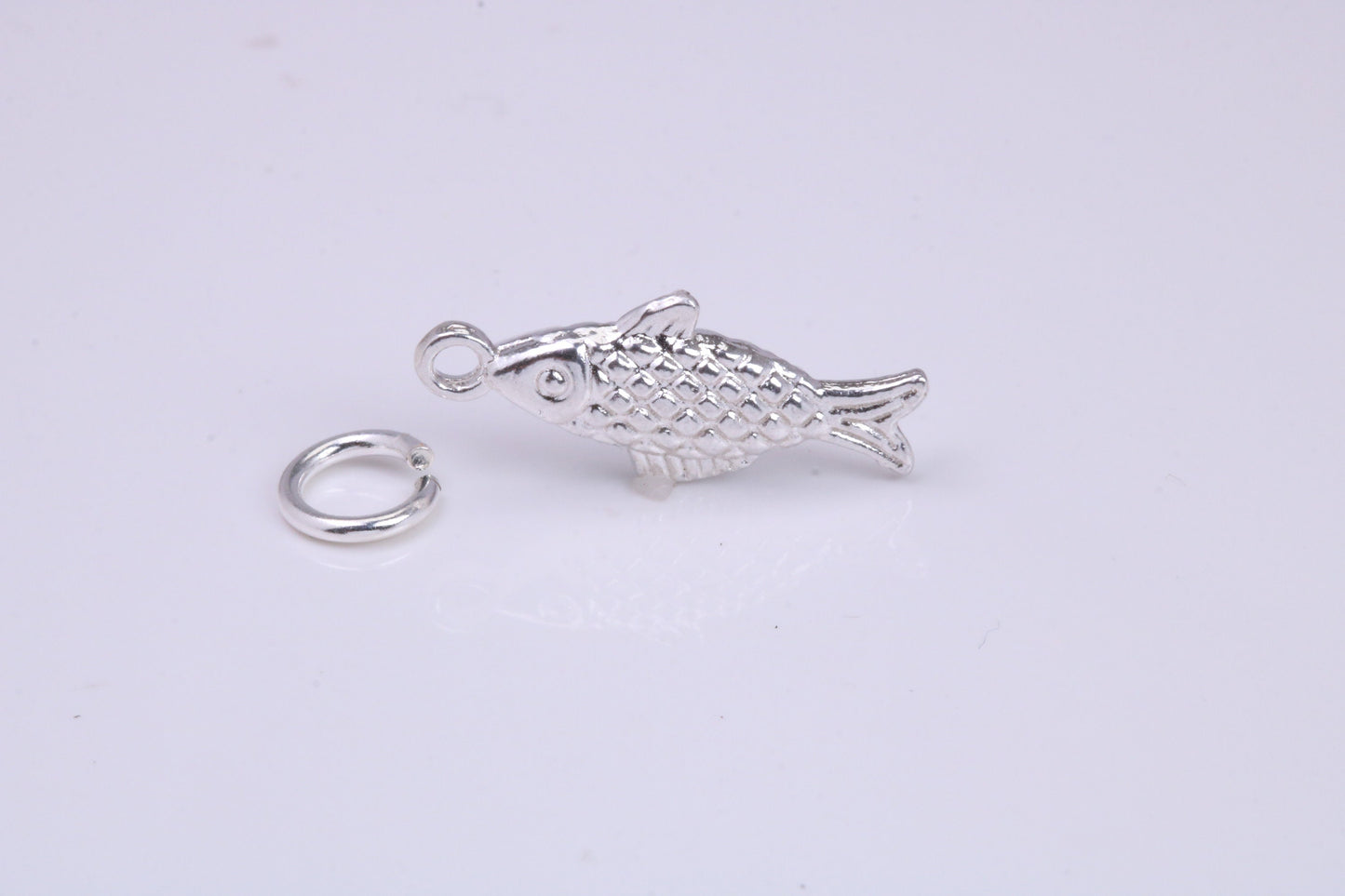 Fish Charm, Traditional Charm, Made from Solid 925 Grade Sterling Silver, Complete with Attachment Link