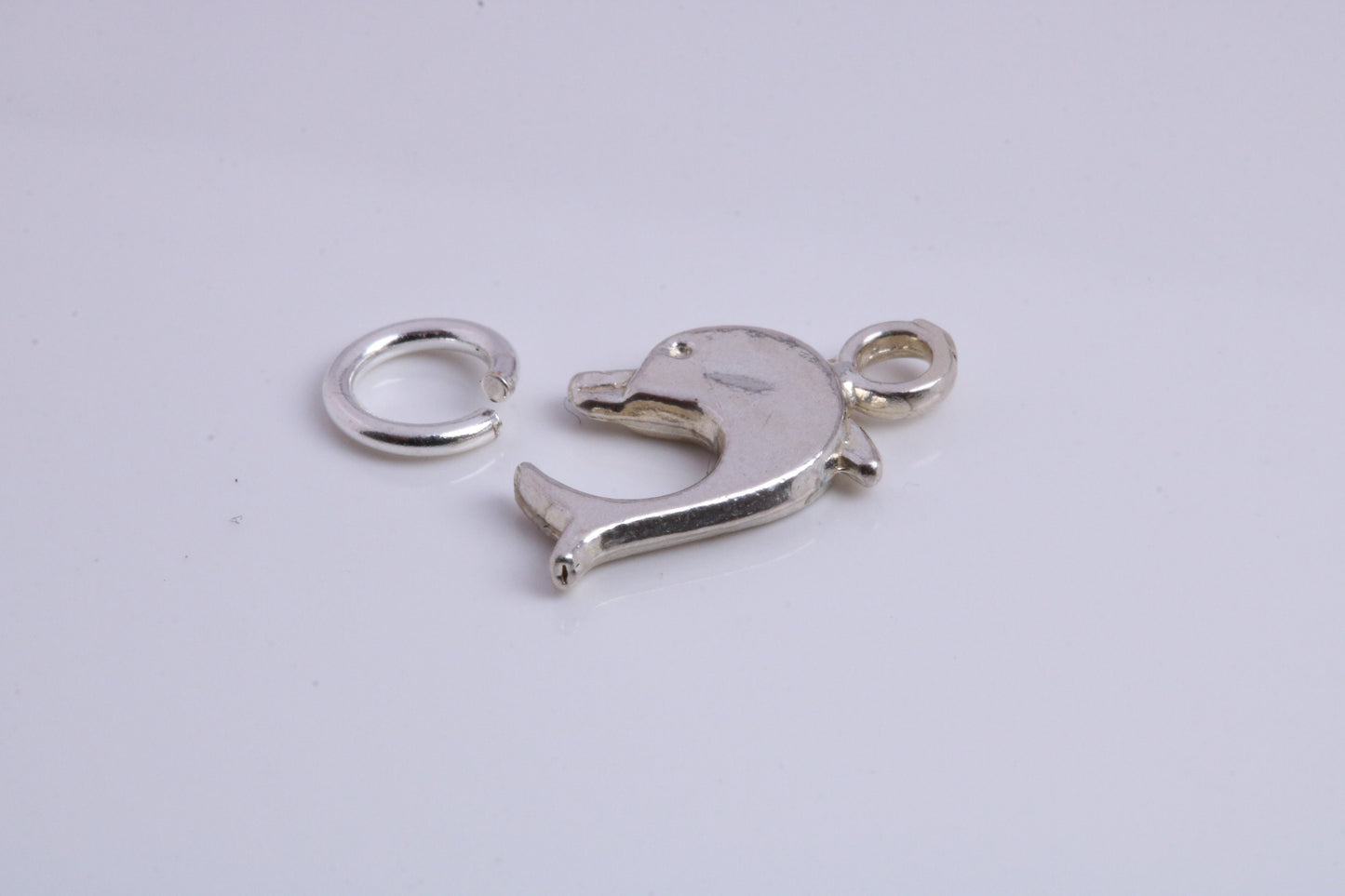 Dolphin Charm, Traditional Charm, Made from Solid 925 Grade Sterling Silver, Complete with Attachment Link