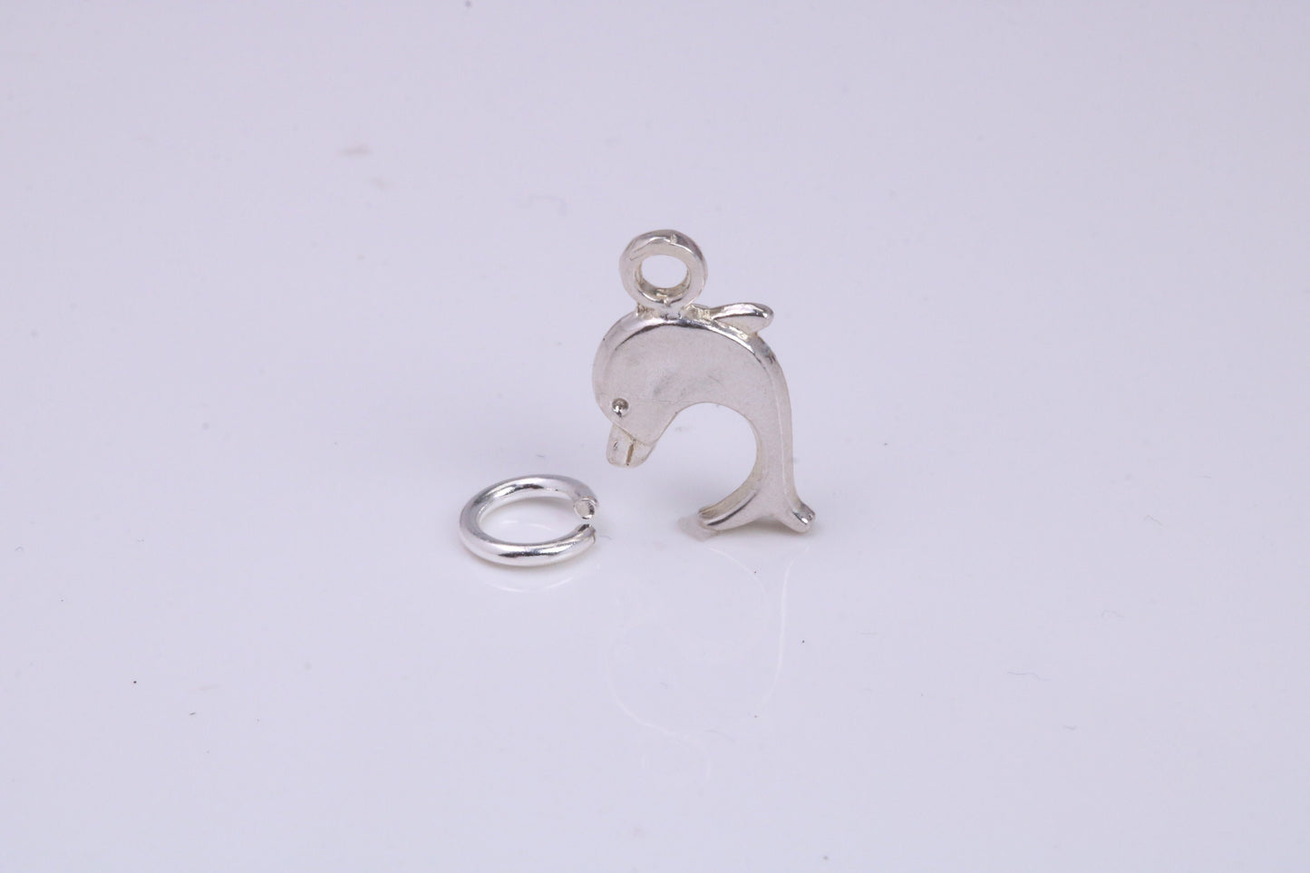 Dolphin Charm, Traditional Charm, Made from Solid 925 Grade Sterling Silver, Complete with Attachment Link