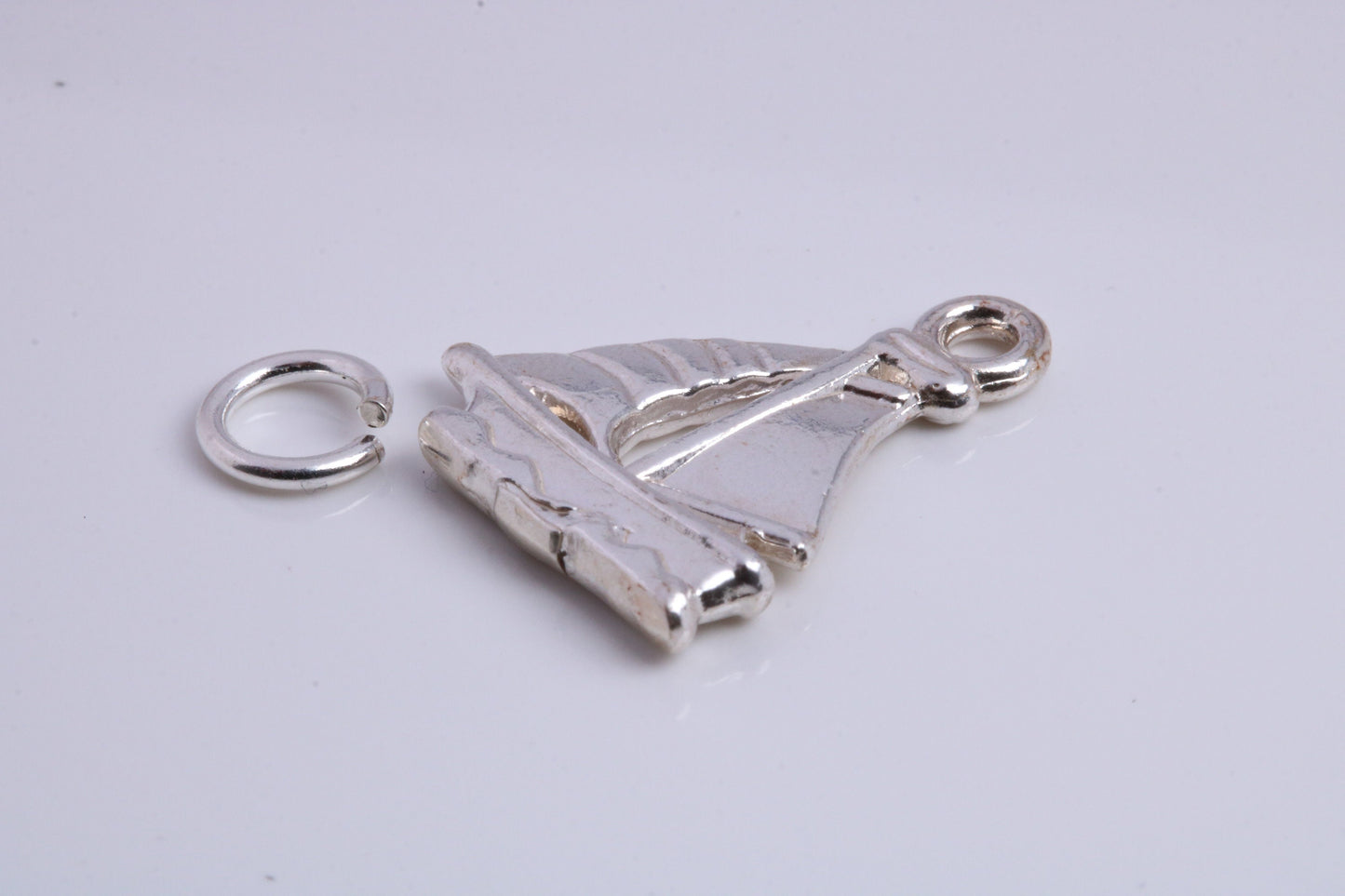Sailing Boat Charm, Traditional Charm, Made from Solid 925 Grade Sterling Silver, Complete with Attachment Link