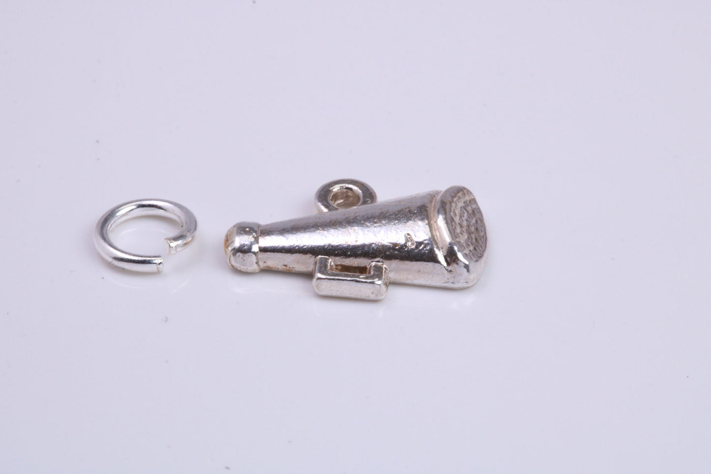 Vintage Megaphone Charm, Traditional Charm, Made from Solid 925 Grade Sterling Silver, Complete with Attachment Link