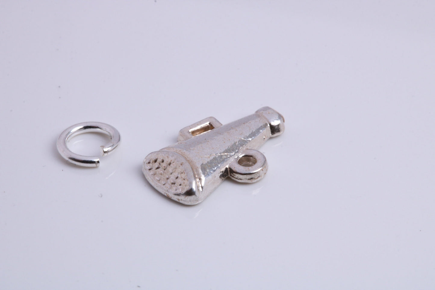Vintage Megaphone Charm, Traditional Charm, Made from Solid 925 Grade Sterling Silver, Complete with Attachment Link