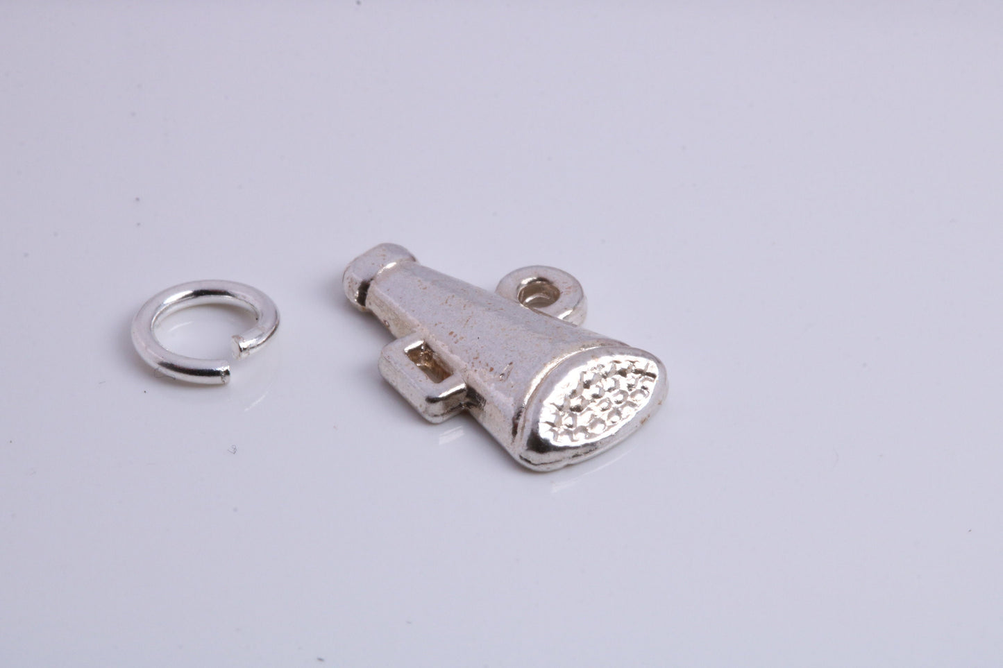 Vintage Megaphone Charm, Traditional Charm, Made from Solid 925 Grade Sterling Silver, Complete with Attachment Link