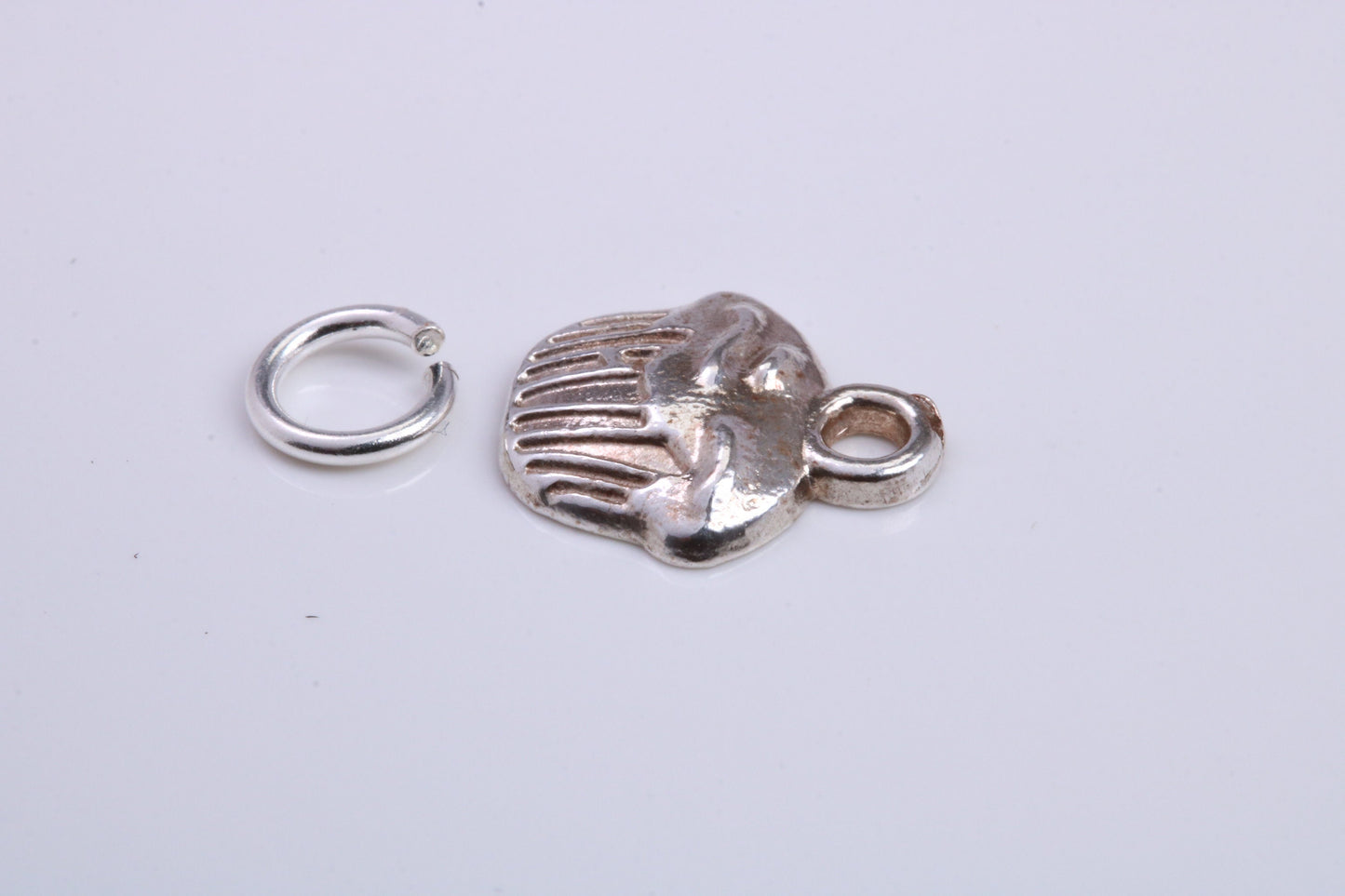 Cup Cake Charm, Traditional Charm, Made from Solid 925 Grade Sterling Silver, Complete with Attachment Link