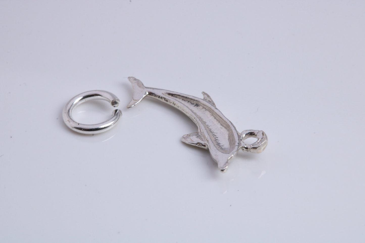 Dolphin Charm, Traditional Charm, Made from Solid 925 Grade Sterling Silver, Complete with Attachment Link