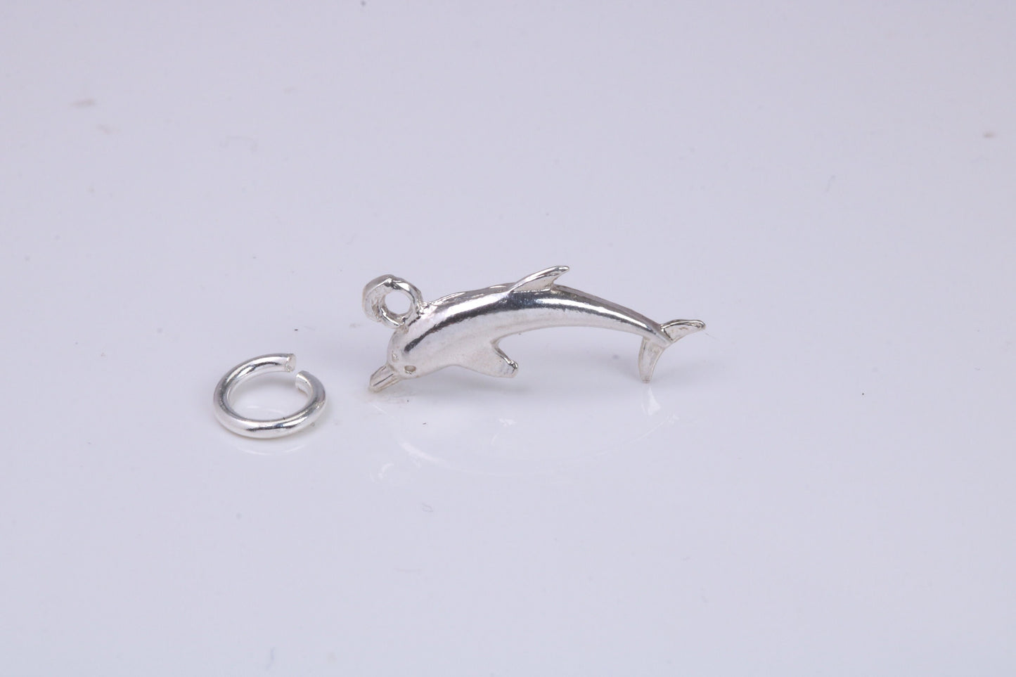 Dolphin Charm, Traditional Charm, Made from Solid 925 Grade Sterling Silver, Complete with Attachment Link