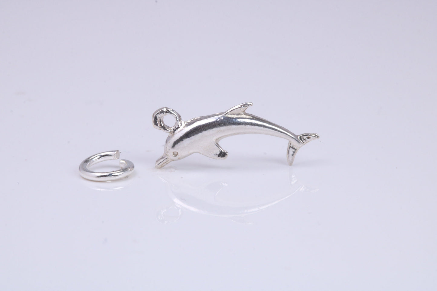 Dolphin Charm, Traditional Charm, Made from Solid 925 Grade Sterling Silver, Complete with Attachment Link