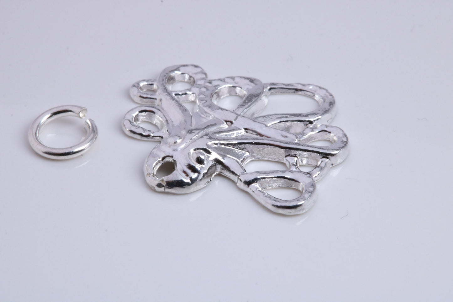 Octopus Charm, Traditional Charm, Made from Solid 925 Grade Sterling Silver, Complete with Attachment Link