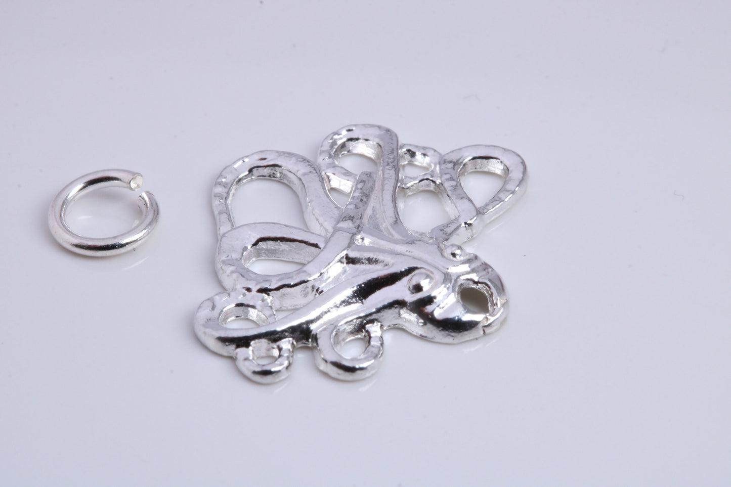 Octopus Charm, Traditional Charm, Made from Solid 925 Grade Sterling Silver, Complete with Attachment Link
