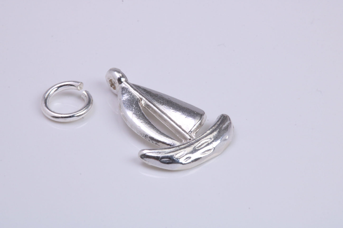Sailing Dingy Charm, Traditional Charm, Made from Solid 925 Grade Sterling Silver, Complete with Attachment Link