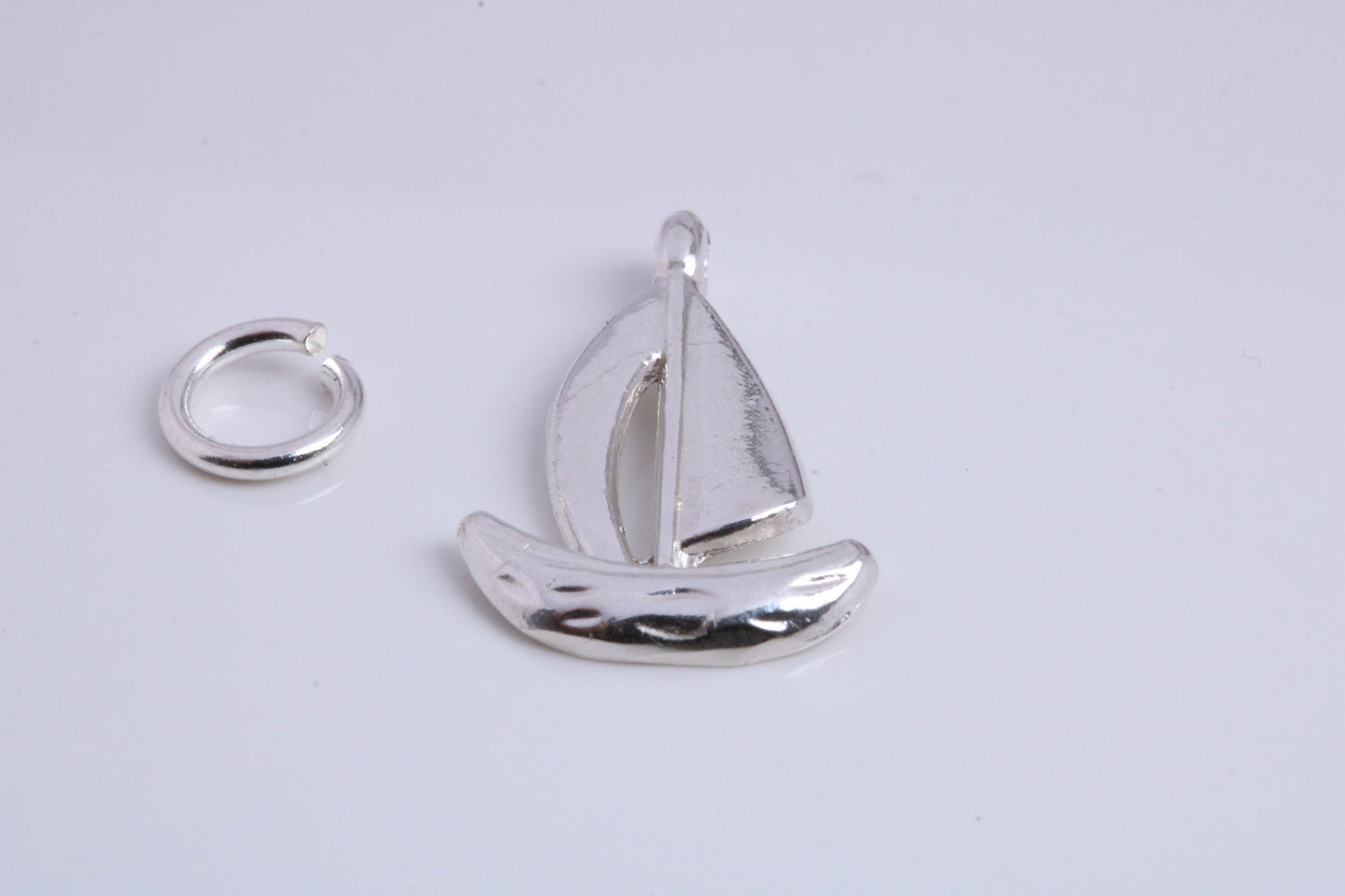Sailing Dingy Charm, Traditional Charm, Made from Solid 925 Grade Sterling Silver, Complete with Attachment Link