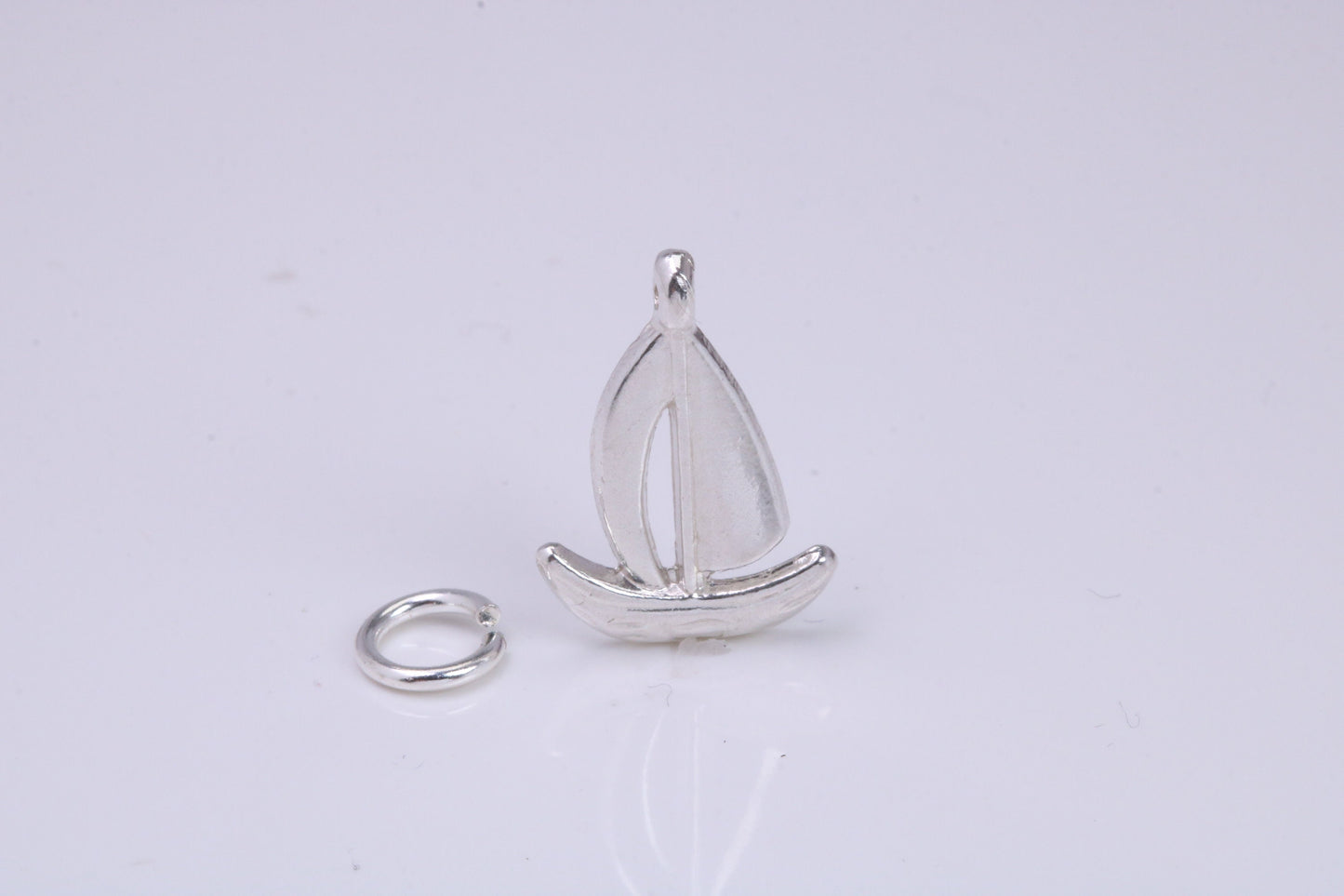 Sailing Dingy Charm, Traditional Charm, Made from Solid 925 Grade Sterling Silver, Complete with Attachment Link