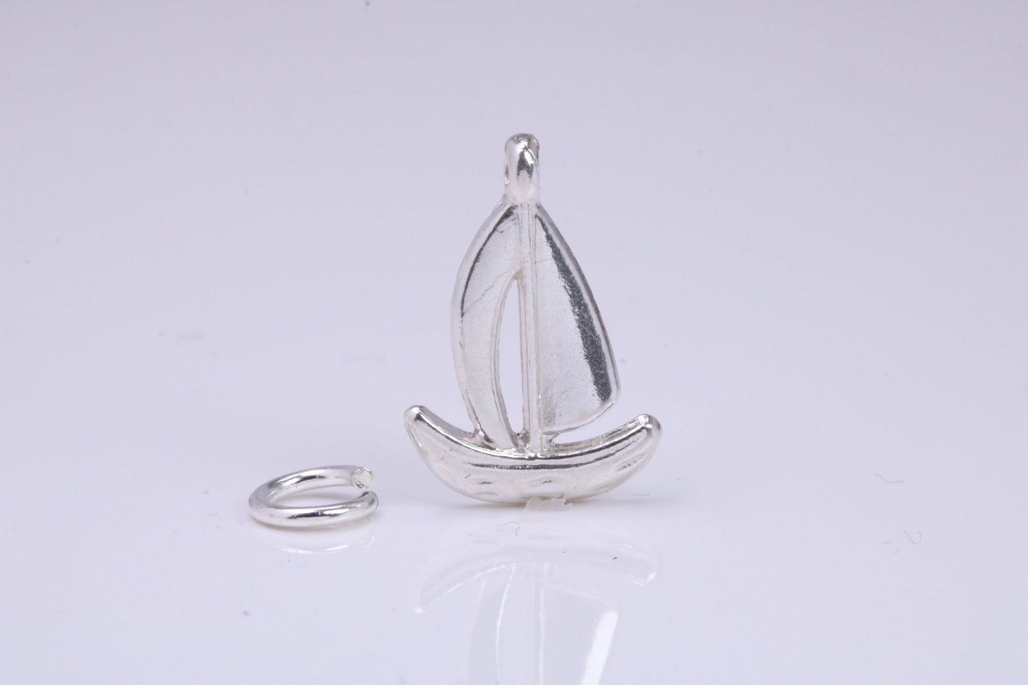 Sailing Dingy Charm, Traditional Charm, Made from Solid 925 Grade Sterling Silver, Complete with Attachment Link